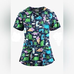 Dino stompin uniform advantage butter-soft scrub top women’s XL